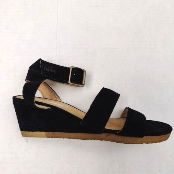 CLARK'S ORGINALS  Ankle Strap Natural Crepe Heels Women's Leather Wedges Size 9M - Picture 5 of 10